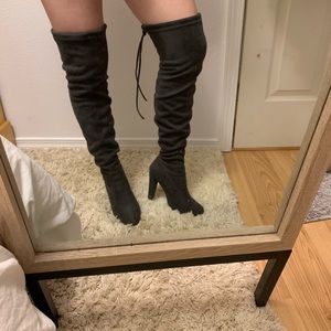 Gray Thigh High Boots